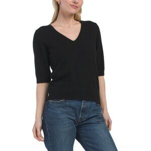 COLORUSH Black Cashmere Koda V-neck Tee